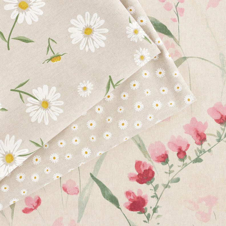 Decor Fabric Half Panama small flowers – natural/white,  image number 5