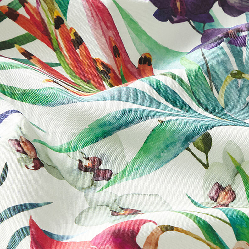 Outdoor Fabric Canvas Exotic flowers – white/green,  image number 2