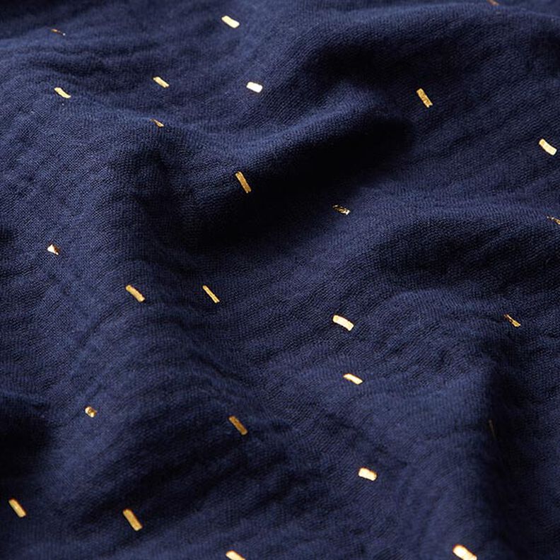Muslin Foil Print Rectangle | by Poppy – navy blue,  image number 2
