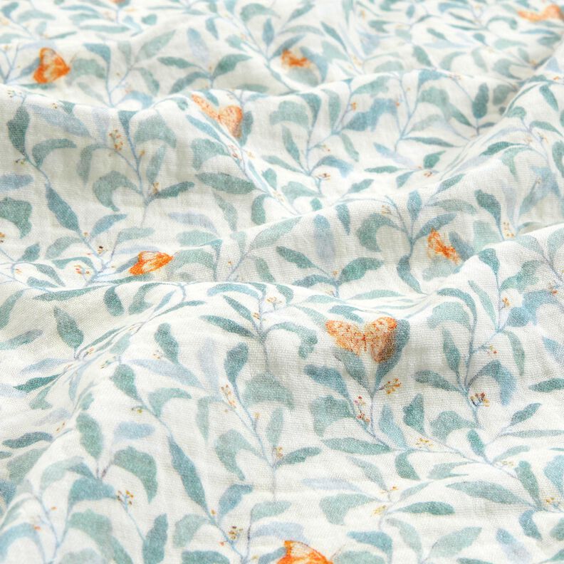 Double Gauze/Muslin meadow with butterflies Digital Print | Poppy Fabrics – ivory,  image number 2