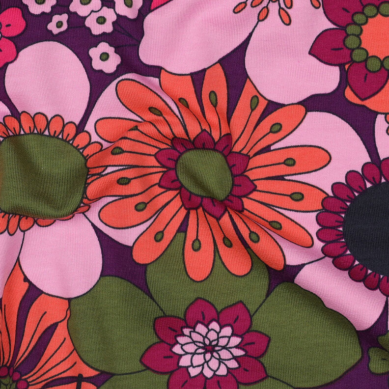French terry Bloomster | Nerida Hansen – berry/orange | Remnant 60cm,  image number 2