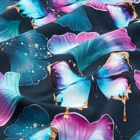 Cotton Jersey Ginkgo Butterflies | Glitzerpüppi  – midnight blue,  Cotton Jersey Ginkgo Butterflies | Glitzerpüppi  – midnight blue,