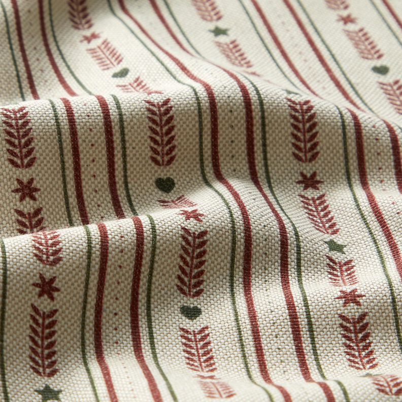 Decor Fabric Half Panama stripes with stars – natural/burgundy, image number 2