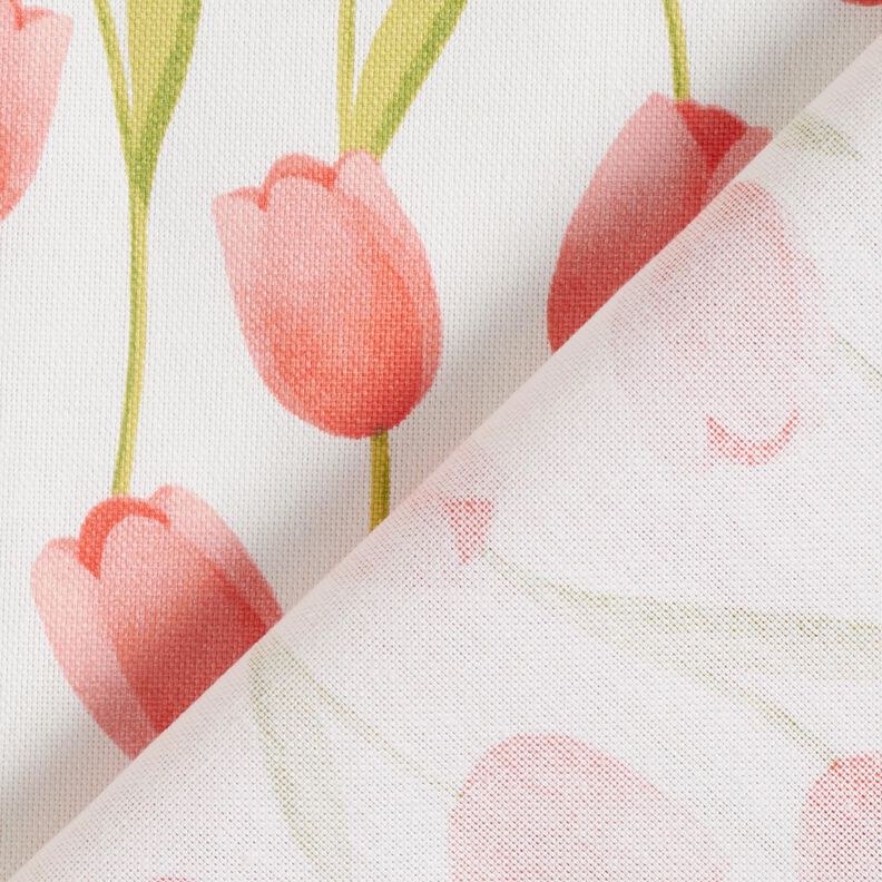 Decor Fabric Half Panama Tulips – ivory/lobster, image number 4