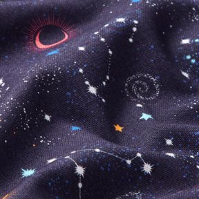 Decor Fabric Half Panama Colourful Universe – navy blue, 