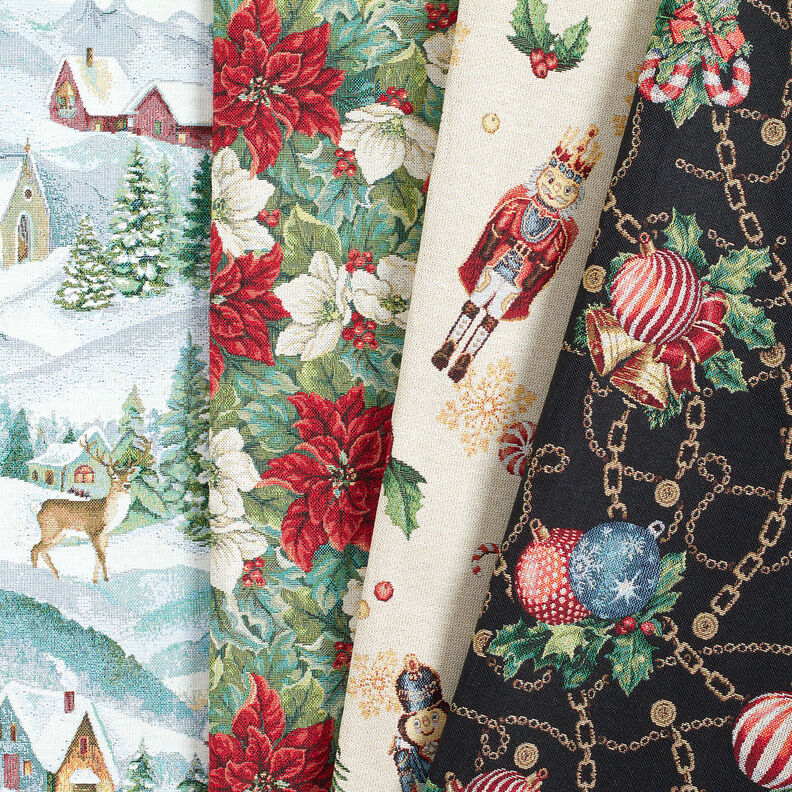 Decor Fabric Tapestry Fabric Winter Landscape – ivory/light turquoise, image number 5