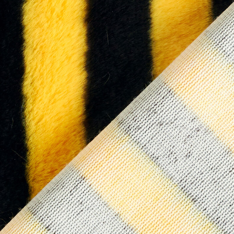 Faux fur, bee stripes – black/yellow,  image number 3
