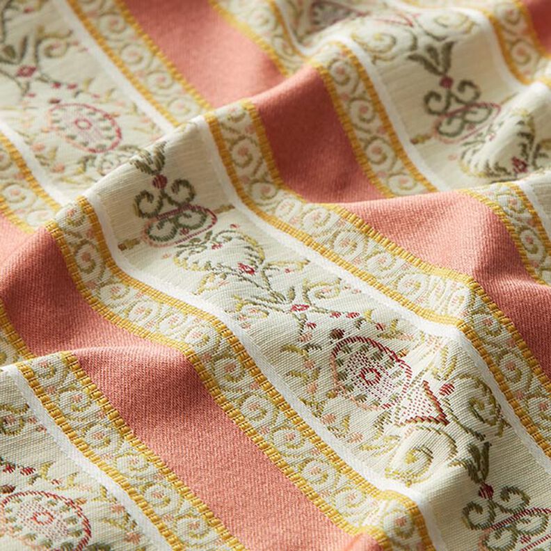 Biedermeier Stripes Jacquard Furnishing Fabric – cream/dusky pink,  image number 2