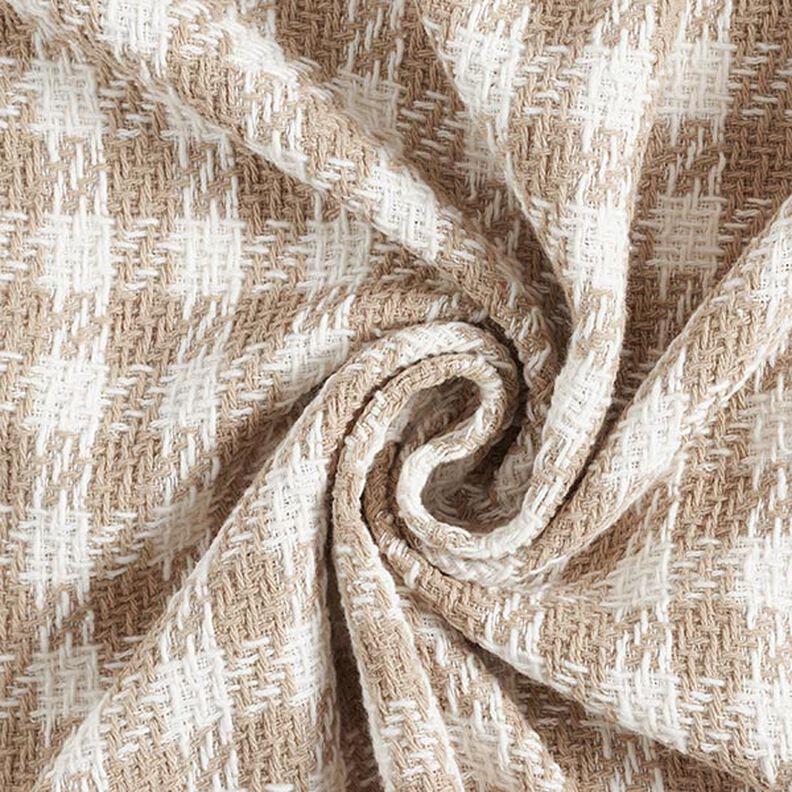 Checked Cotton Coating Fabric – white/dark beige,  image number 4