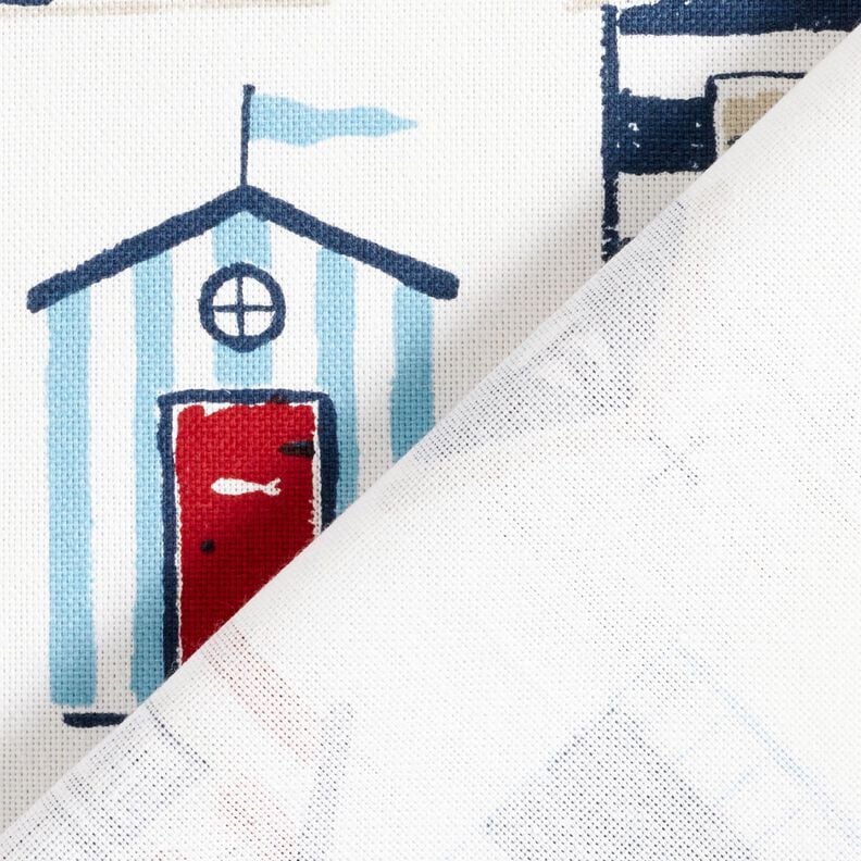Decor Fabric Half Panama beach houses – white/navy blue,  image number 4