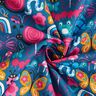 Cotton Cretonne butterflies and bees – ocean blue/intense pink,  thumbnail number 3