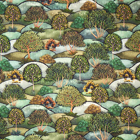 Digital Print Half Panama Decor Fabric Landscape – green, 