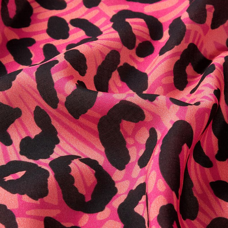 Viscose Voile Leo and flowers border design Panel – pink/orange,  image number 7