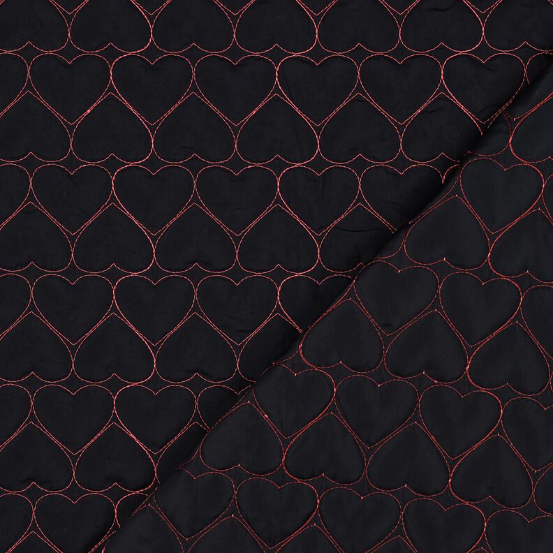Quilted Fabric neon hearts | Poppy Fabrics – black/neon pink, image number 4