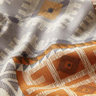 Decor Fabric Half Panama Ethnic Collage – grey/light brown, 