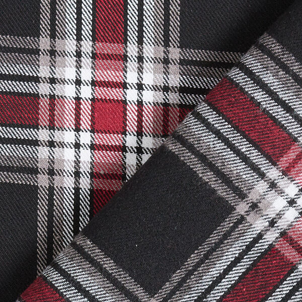 Tartan Cotton Flannel – black/dark red,  image number 4