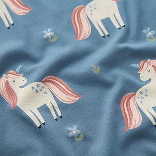 Cotton Jersey Sweet Glitter Unicorns – blue grey, 