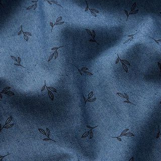 Leaf Branches Stretch Denim – denim blue, 