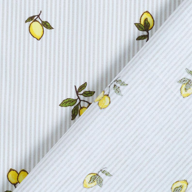 Cotton lemons and stripes – offwhite/light taupe,  image number 4