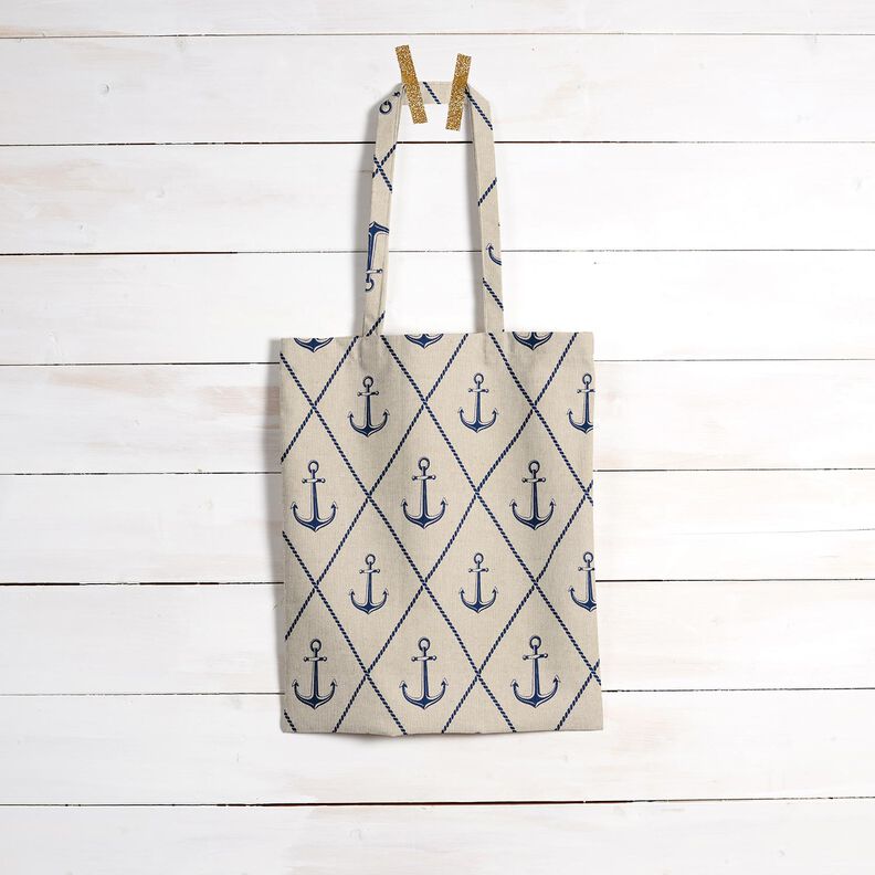 Decor Fabric Half Panama classic anchor – natural/navy blue,  image number 9