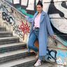 Recycled polyester coat fabric – denim blue,  thumbnail number 4