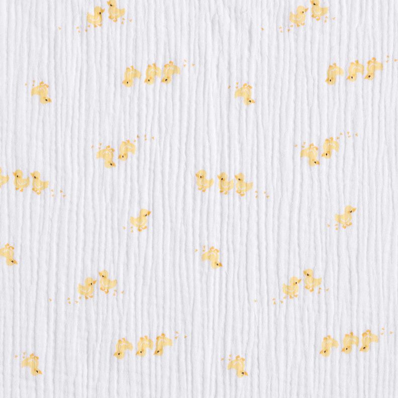 Double Gauze/Muslin cute ducklings – white/gold,  image number 1