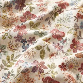 Decor Fabric Tapestry Fabric colourful flowers – light beige/rosé, 