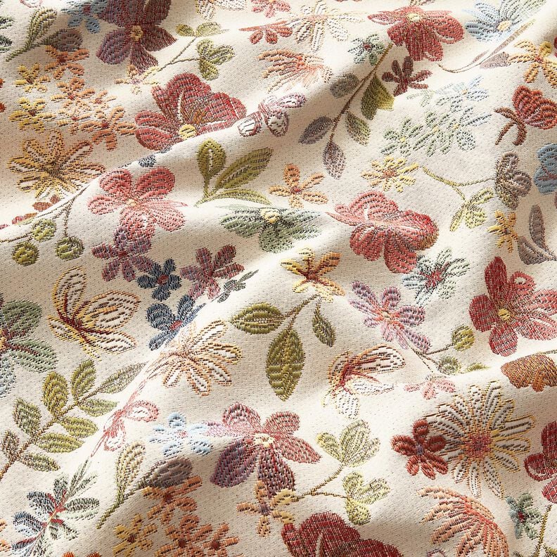 Decor Fabric Tapestry Fabric colourful flowers – light beige/rosé,  image number 2