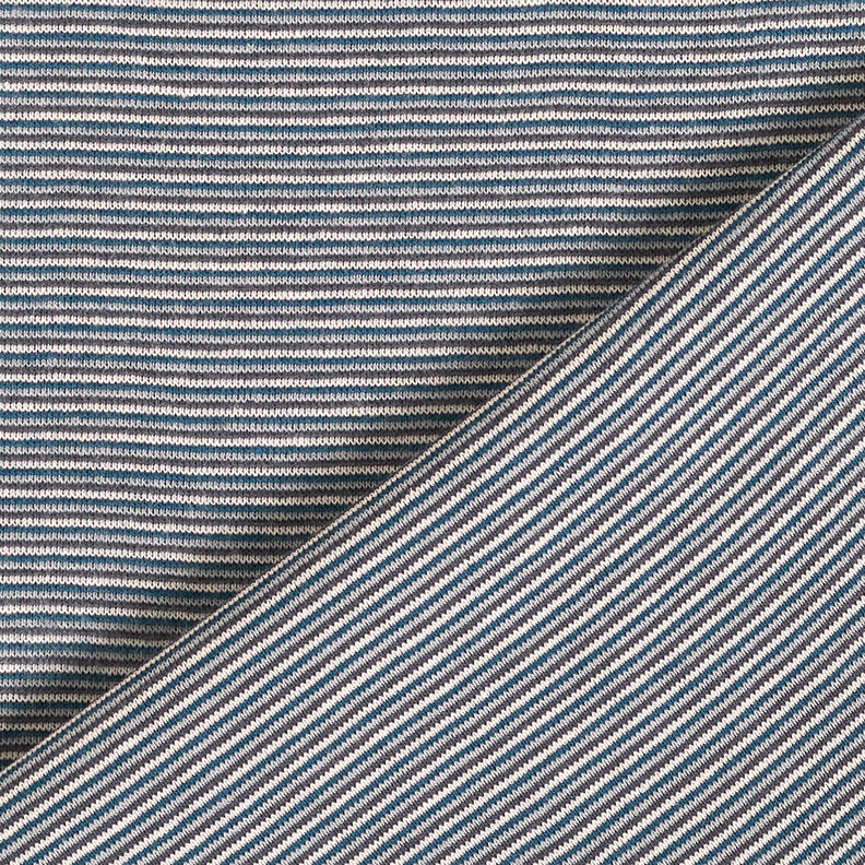 Ribbing Tubular fabric narrow stripes – ocean blue/silver,  image number 3