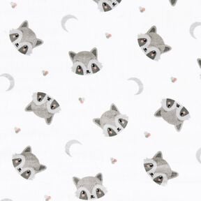 Cosy Fleece cute raccoons – ivory/dark grey, 