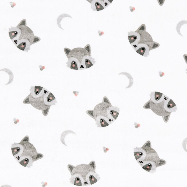 Cosy Fleece cute raccoons – ivory/dark grey,  image number 1