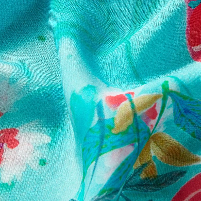 Beachwear Panel Pareo Peacocks and Flowers – aqua blue/intense pink,  image number 3