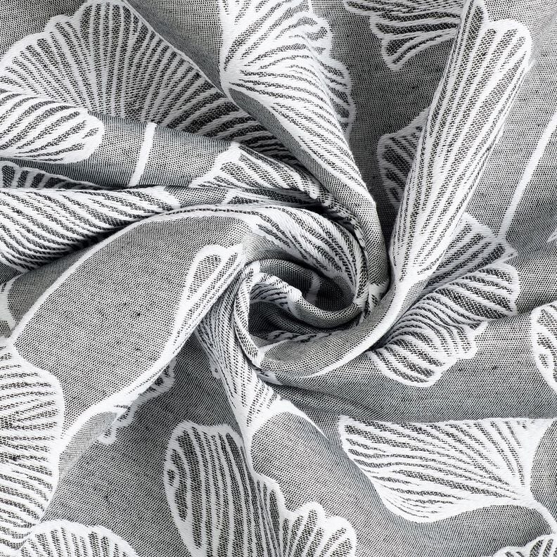 Decor Fabric Jacquard large ginkgo – granite/ivory,  image number 3
