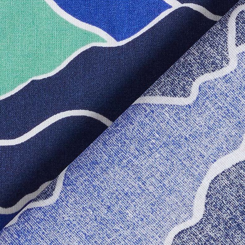 Cotton Cretonne Abstract Waves – royal blue/sage,  image number 4
