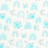 Cotton Poplin Roses and rainbows – white/light turquoise,  thumbnail number 1