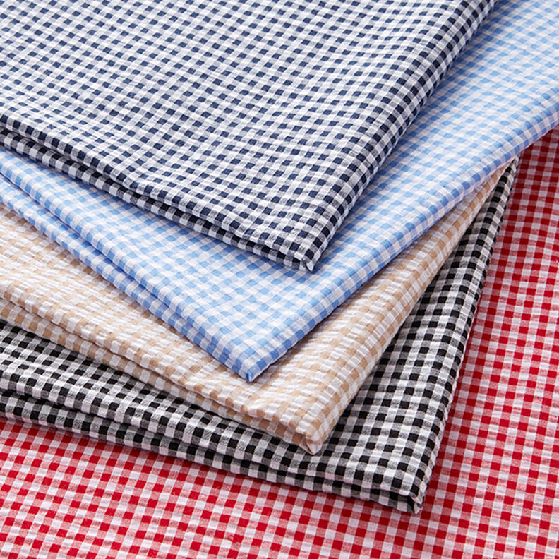 Seersucker Gingham Cotton Blend – black,  image number 5