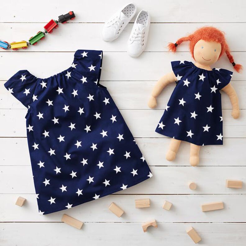 Cotton Poplin Large Stars – navy blue/white,  image number 5