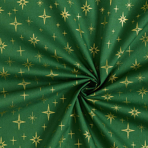 Cotton Poplin Sparkling Stars – green/gold, image number 3