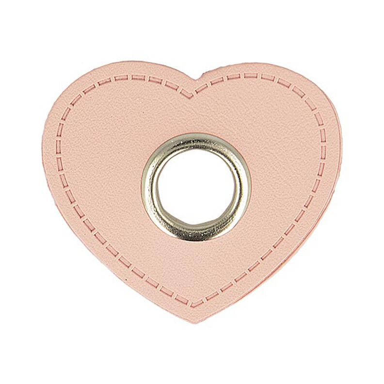 Imitation Leather Eyelet Patch Hearts [ 4 pieces ] – rosé,  image number 1