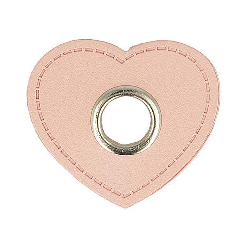 Imitation Leather Eyelet Patch Hearts  [ 4 pieces ] – rosé,  image number 1