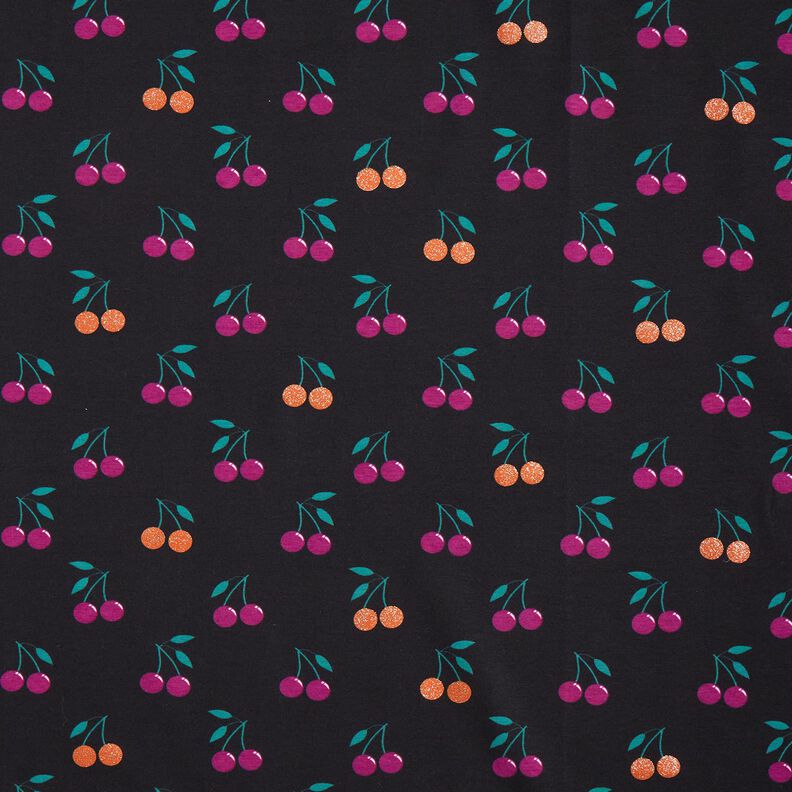 Cotton Jersey Glittery cherries | by Poppy – black,  image number 1
