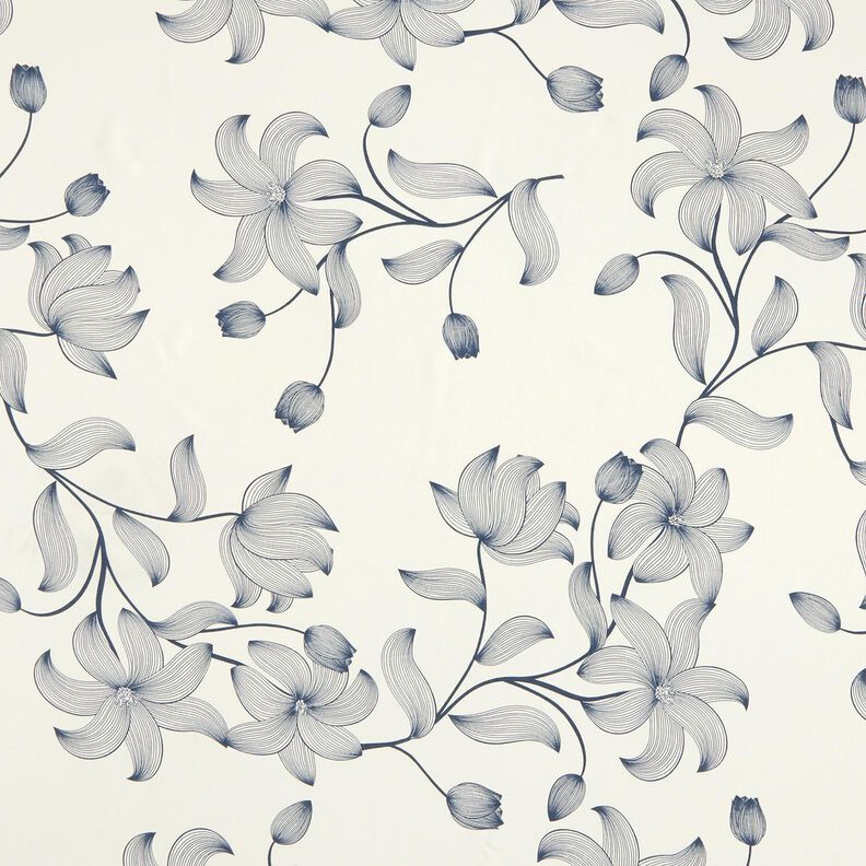 viscose fabric tulips – offwhite/midnight blue,  image number 1