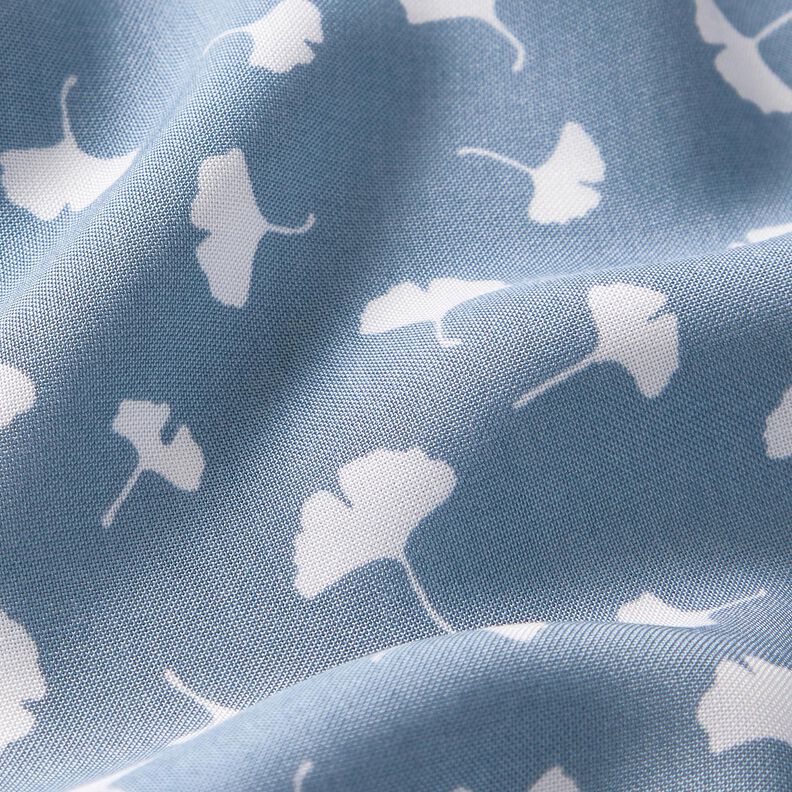 Ginkgo leaves bamboo fabric – blue grey,  image number 2