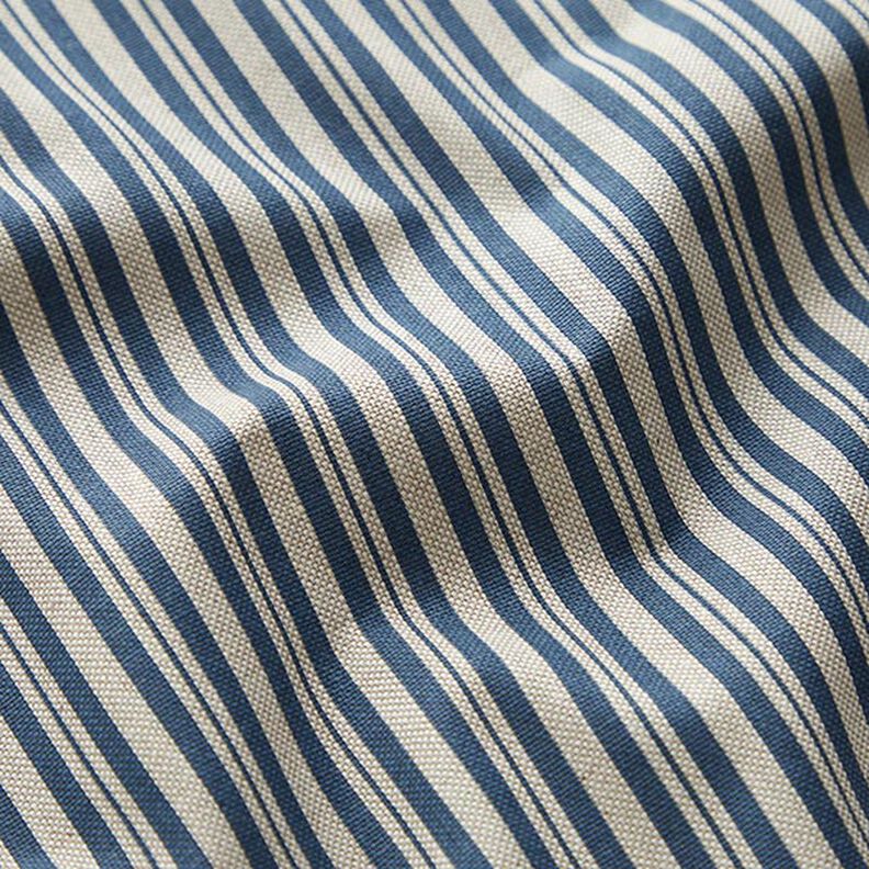 Decor Fabric Half Panama Fine Stripes – denim blue/natural,  image number 2