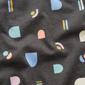 Cotton Jersey Geometric Shapes – anthracite, 