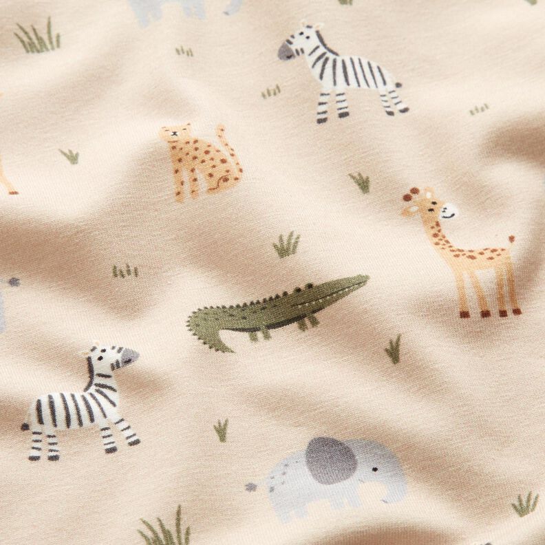 Cotton Jersey happy jungle animals – cashew,  image number 2
