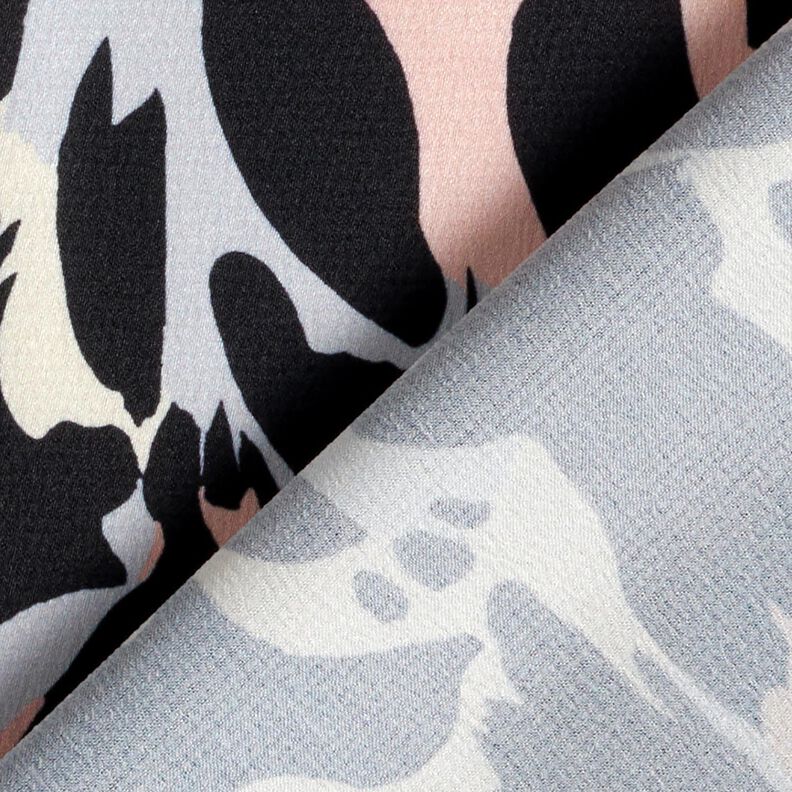 Satin crepe abstract petals – black/silver,  image number 4