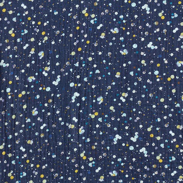 GOTS Double Gauze/Muslin Colourful Polka Dots Digital Print| by Poppy – navy blue,  image number 1