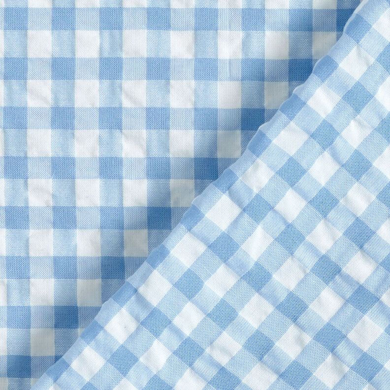 Large gingham check seersucker – white/light blue,  image number 4