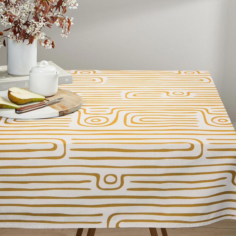 Decor Fabric Half Panama abstract striped pattern – mustard/natural, image number 7
